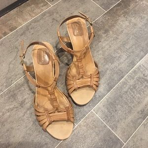 Clarks Wedge Cork Sandal Buckle strap